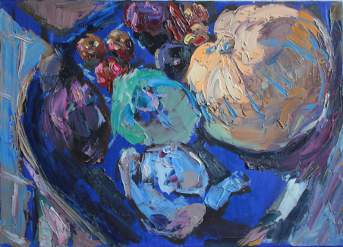 Still life with a pumpkin. Oil on canvas, 50 x 70 cm (19.7 x 27.6 inches). 2008. Private collection