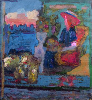 The dreams. Beautiful lady. Oil on canvas, 120 x 110 cm (47.2 x 43.3 inches). 2002