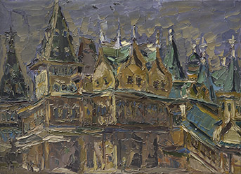The palace of the czar Alexey Mikhaylovich in Kolomenskoye. Oil on canvas, 73 x 100 cm (28.7 x 39.4 inches). 2012