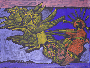 The exit by Helios. Acrylic, gouache on paper. H 90.5 x W 120 cm (H 35.6 x W 47.2 inches). 2017