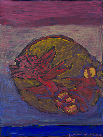 Sun God Helios. Acrylic, gouache on paper. H 120.5 x W 91 cm (H 47.4 x W 35.8 inches). 2017