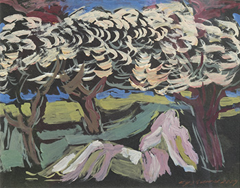 Nightingale garden. Variant #3. Acrylic on paper, H 27.5 x W 35 cm (H 10.8 x W 13.8 inches). 2009