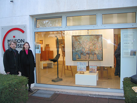 Nikolai Kuzmin and his daughter Liubov Kuzmina in front of Matthieu Dubuc art gallery.